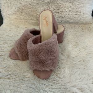 Seychelles Faux Fur Mauve Slides